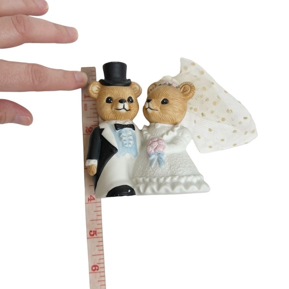 Vintage Homco 1424 Teddy Bears Just Married Bride & Groom Figurine Cake Topper - Picture 11 of 11